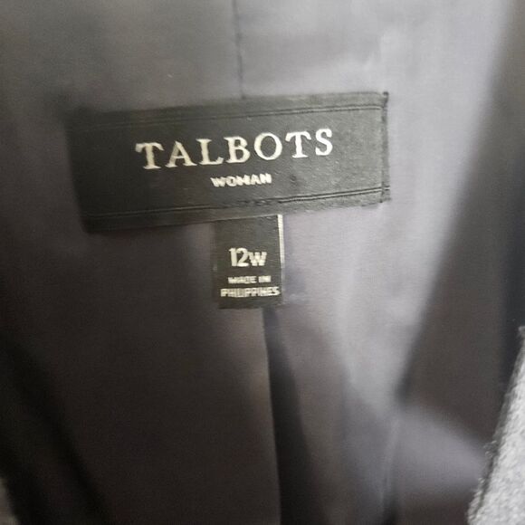 Talbots Wool Open Front Career Blazer Notched Collar Grey 12W - Picture 2 of 4